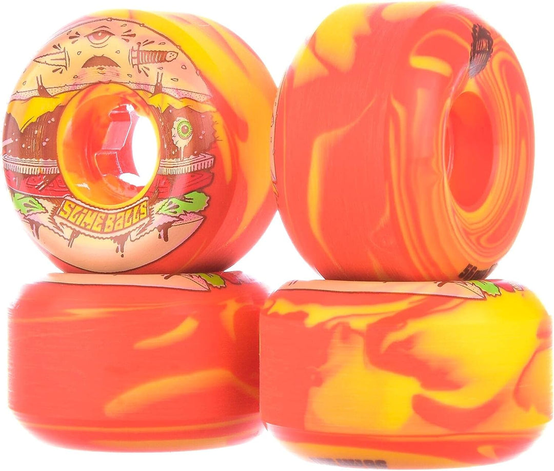 Slime Balls Skateboard Wheels Jeremy Fish Burger Speed Balls 56 mm 99A rot gelb