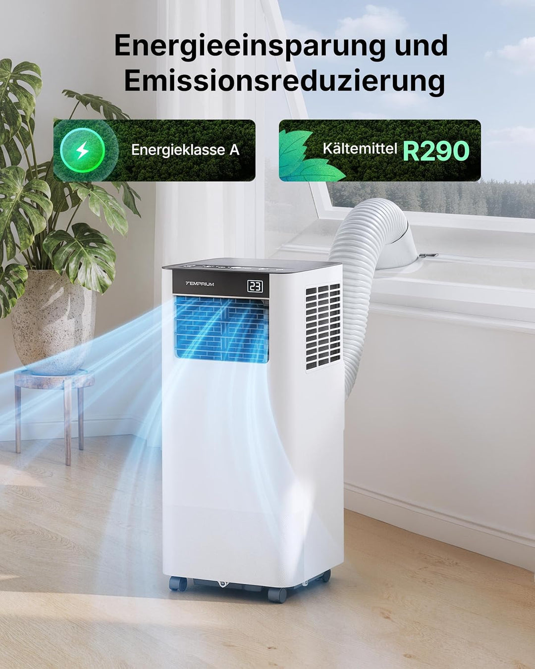 Mobile Klimaanlage 7000BTU 2,0Kw mit Abluftschlauch | 3-in-1 Mobiles Klimagerät | Fensterabdichtung