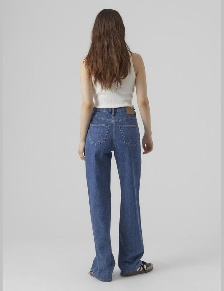 Vero Moda Female Weit geschnitten VMTESSA Hohe Taille Weit geschnitten Jeans 25W / 30L Medium Blue D