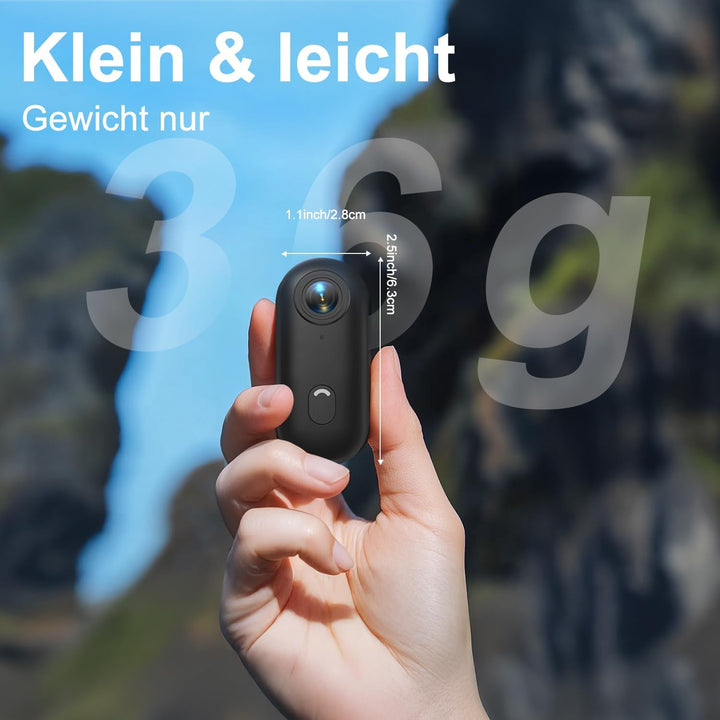 Action Cam - 4K 64GB Bodycam mit Wasserdicht 30m, Freihand-POVs, APP-Videoclip, Magnetisch, 120° Wei