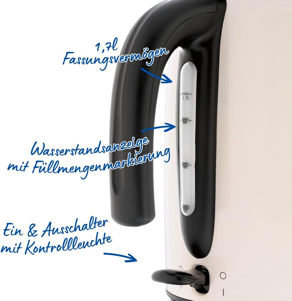 Russell Hobbs Wasserkocher [1,7L, 2400W] Colours Plus Jasmine (Edelstahl-Akzente, Schnellkochfunktio