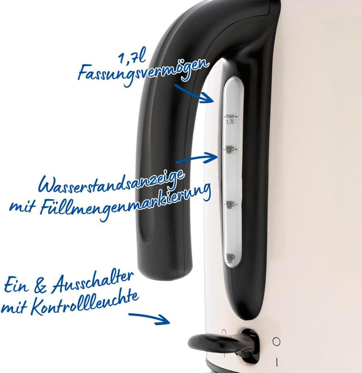Russell Hobbs Wasserkocher [1,7L, 2400W] Colours Plus Jasmine (Edelstahl-Akzente, Schnellkochfunktio