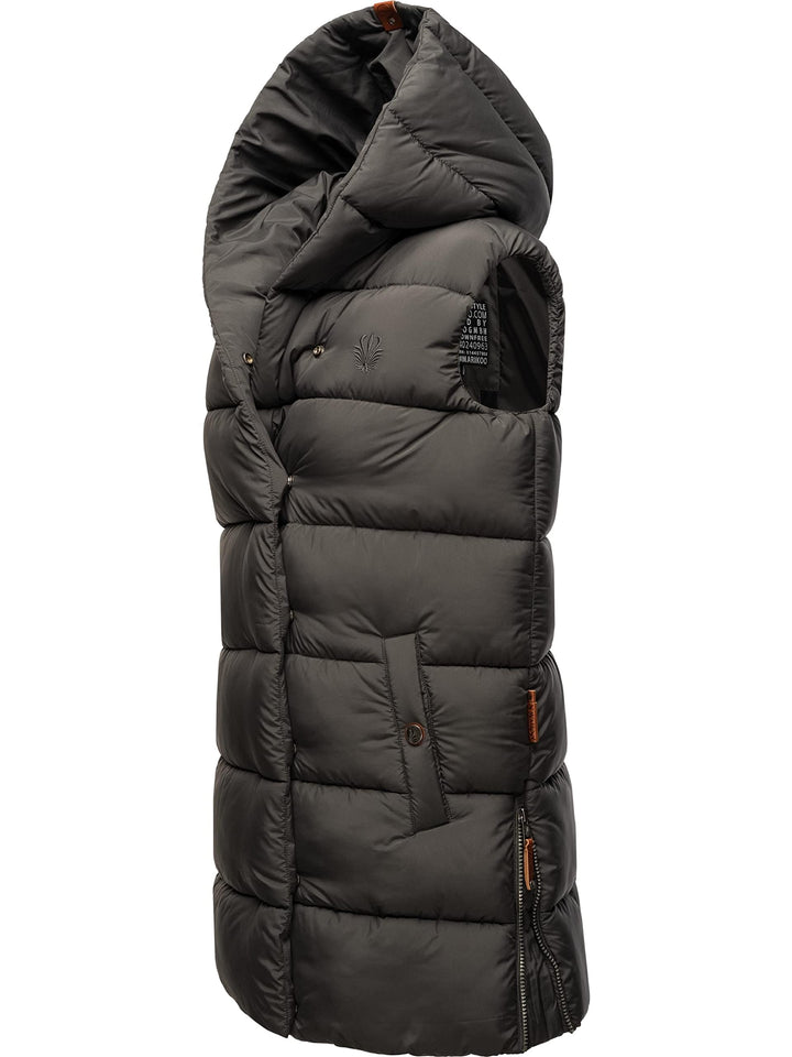 Navahoo warme Damen Winter Steppweste lang mit Kapuze Madilynaa XS-XXL M Anthracite, M Anthracite
