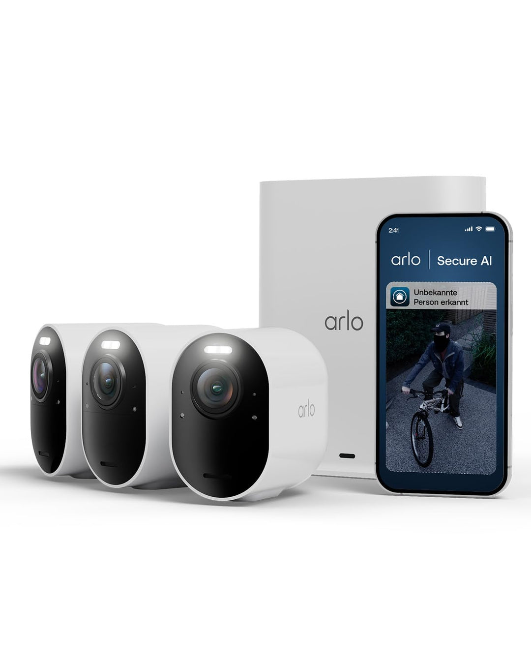Arlo Ultra 3 Überwachungskamera Aussen WLAN, Kabellos, 4K UHD, KI-Erkennung, Auto-Tracking, Farb-Nac