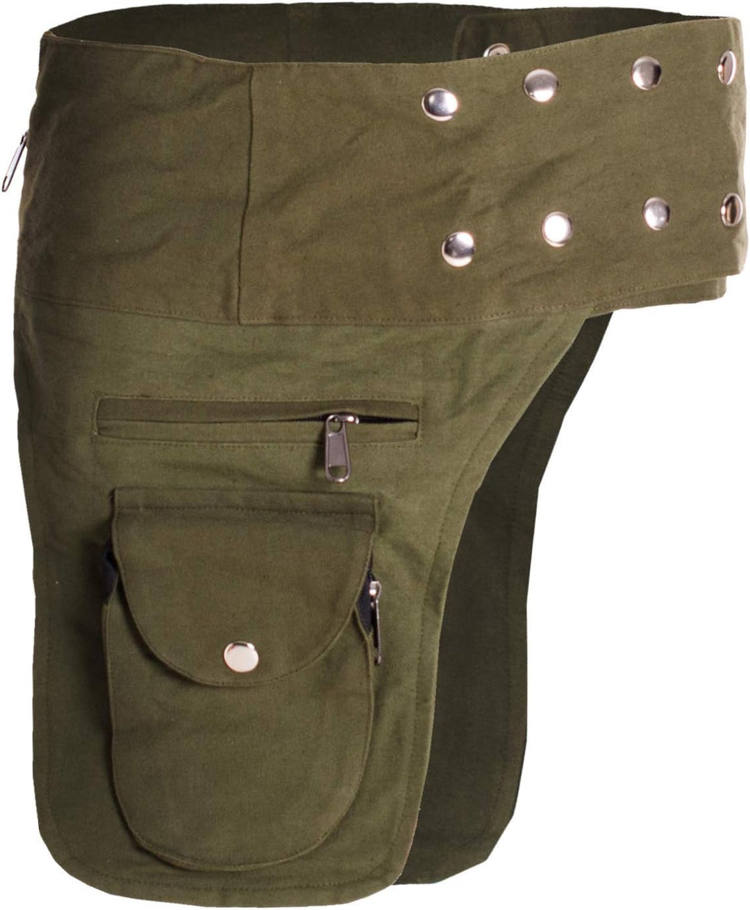 Vishes Hippie Pixie Doppel Holster Hüfttasche Bauchtasche Sidebag Gürtel-Tasche Damen Herren Olive,