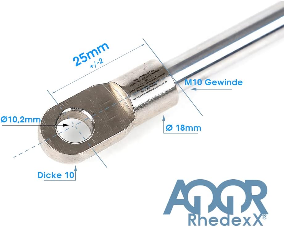 RhedexX® Gasdruckfeder Ersatz für STABILUS LIFT-O-MAT 2039LM 1700N - Länge-300mm Hub-100mm Kraft-1.7