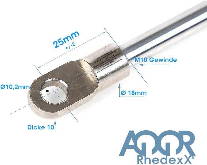 RhedexX® Gasdruckfeder Ersatz für STABILUS LIFT-O-MAT 2039LM 1700N - Länge-300mm Hub-100mm Kraft-1.7