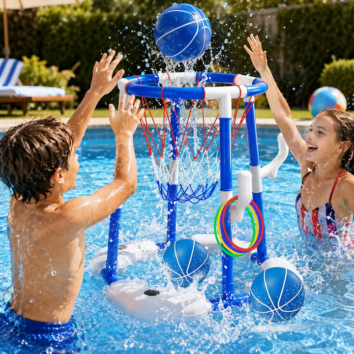 Pool-Basketballkorb für Kinder, 3-In-1 Pool Spielzeug Wasserspielzeug | Schwimmendes Oberirdisches W