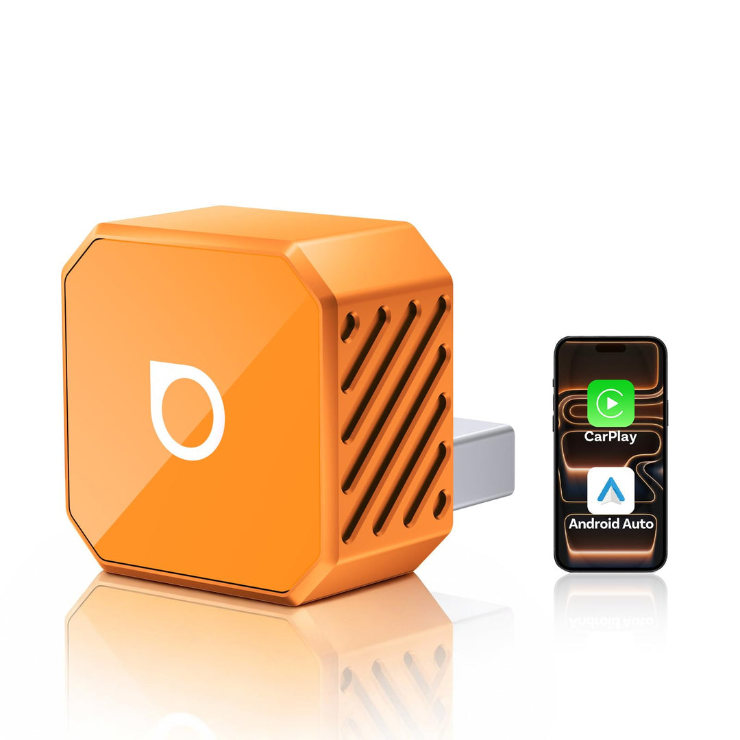 2026 Ottocast Mini Pot Orange, 2-in-1 Wireless CarPlay & Android Auto Adapter, Plug & Play Funk-Dong
