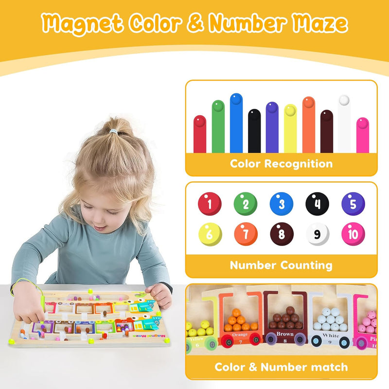 Pincush Magnetspiel Labyrinth Spielzeug Sortierspiel Montessori Spielzeug Farben und Zahlen Lernen S