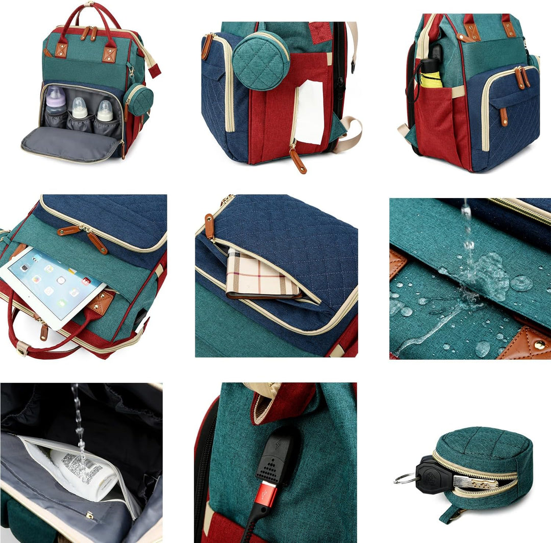 Wickeltasche Rucksack Baby Wickelrucksäcke mit Grosser Kapazität Tragbare Reisewindeltasche mit falt