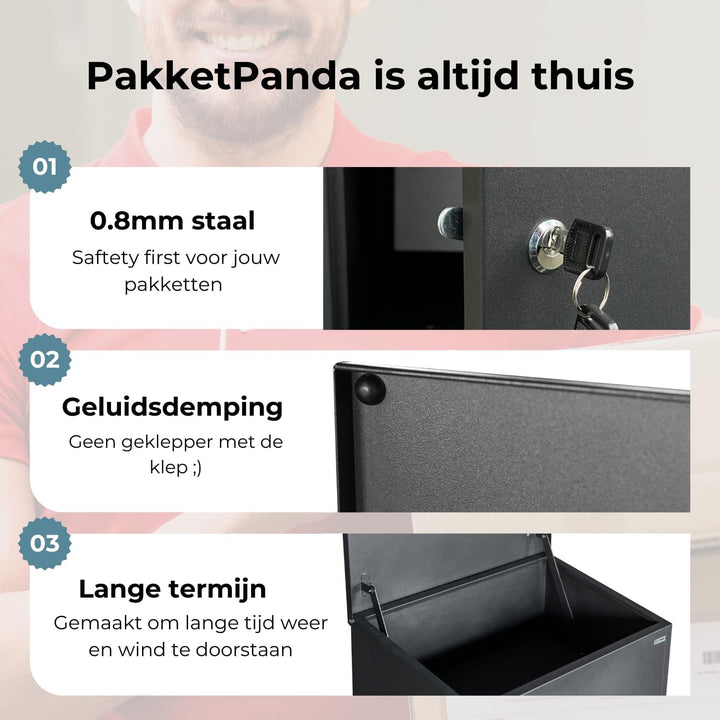 Paketkasten mit Autonomie - KOSTENLOSES Aufkleber - PakketPanda - XXL - Paketkasten - Hintertür - Rü