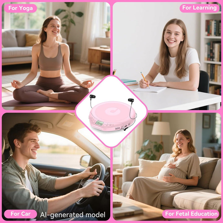 Gueray CD Spieler Tragbarer CD-Player Persönliche CD Player mit Kopfhörer LCD Display Anti-Skip Schu