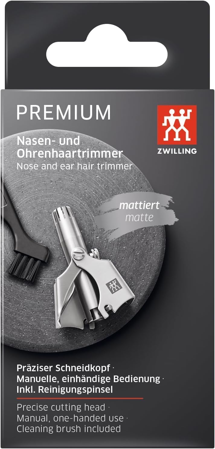 ZWILLING Nasenhaar und Ohrhaar Trimmer, Rotationschneider, Herren , Edelstahl, Mattiert, 50 mm Edels