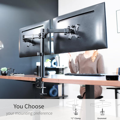 VIVO Dual LCD Monitor Desk Mount Stand Heavy Duty Fully Adjustable fits 2 /Two Screens up to 27" Sch