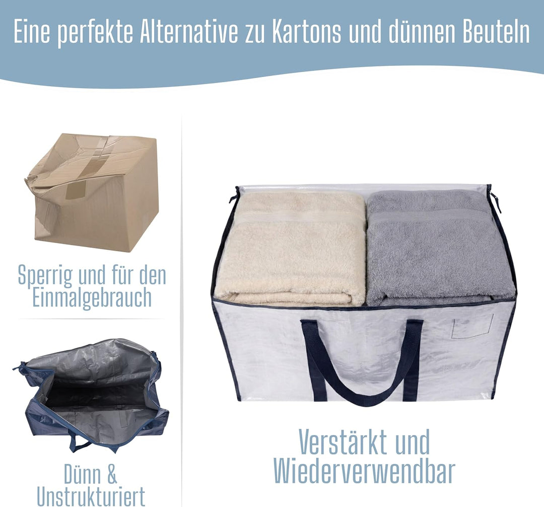 VENO 2-er Pack extra grosse Reisetaschen mit Reissverschlüssen, strapazierfähig, Umzugsbox-Alternati