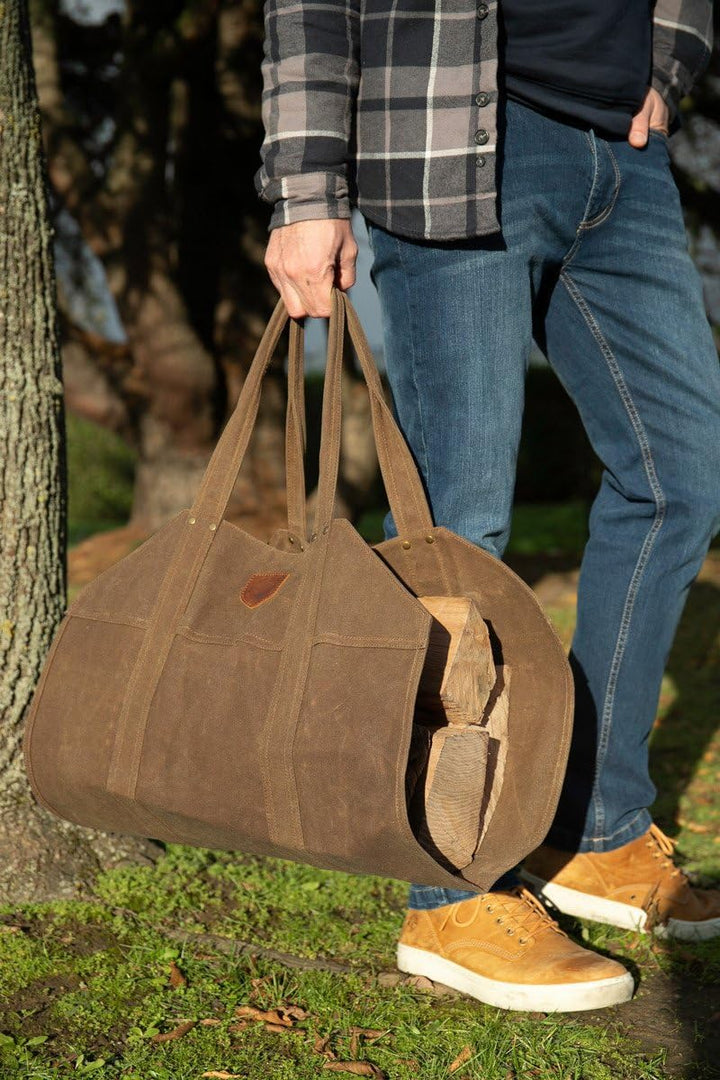 Lumberjack Holztasche aus gewachstem Canvas Farbe charcoal, Charcoal