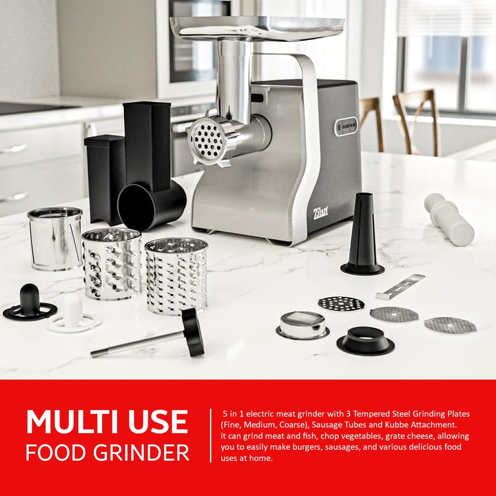 Fleischwolf 9in1 | 2100W | 3 Lochscheiben | Reverse-Funktion | Wurstaufsatz | Spritzgebäckaufsatz |