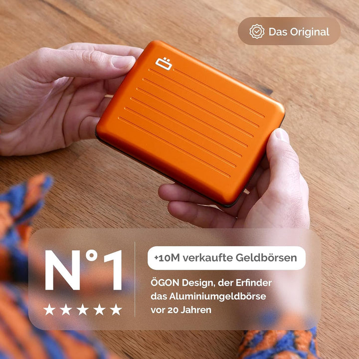 OGON Aluminium Geldbörse Smart Case V2 Large - Verstecktes Fach für Münzen und Scheine - RFID Schutz