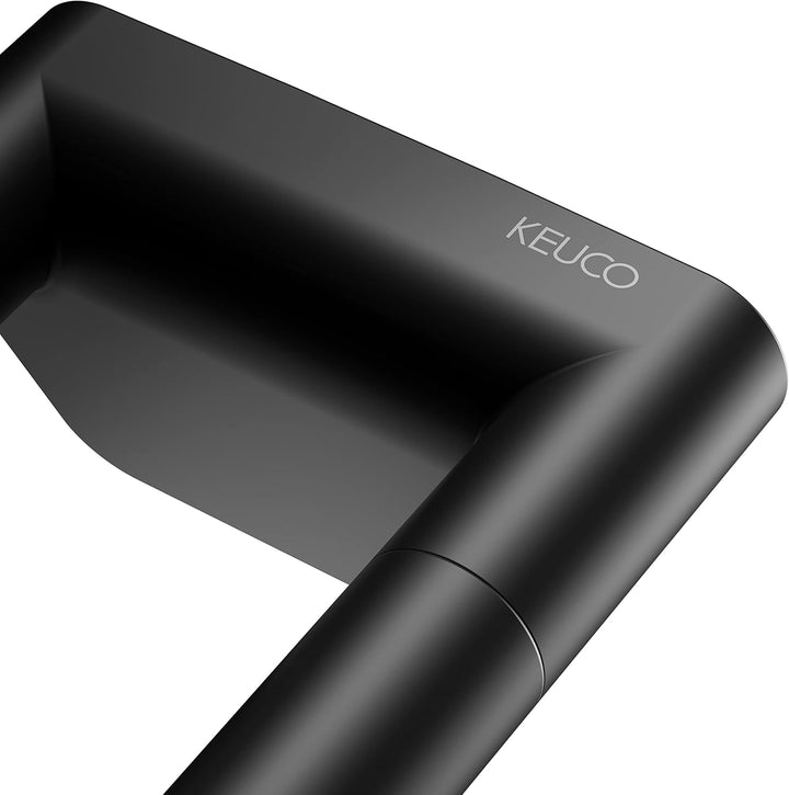 KEUCO Reva Handtuchhalter zweiarmig, 45 cm, Metall schwarz matt, Made in Germany, starr, inkl. Schra