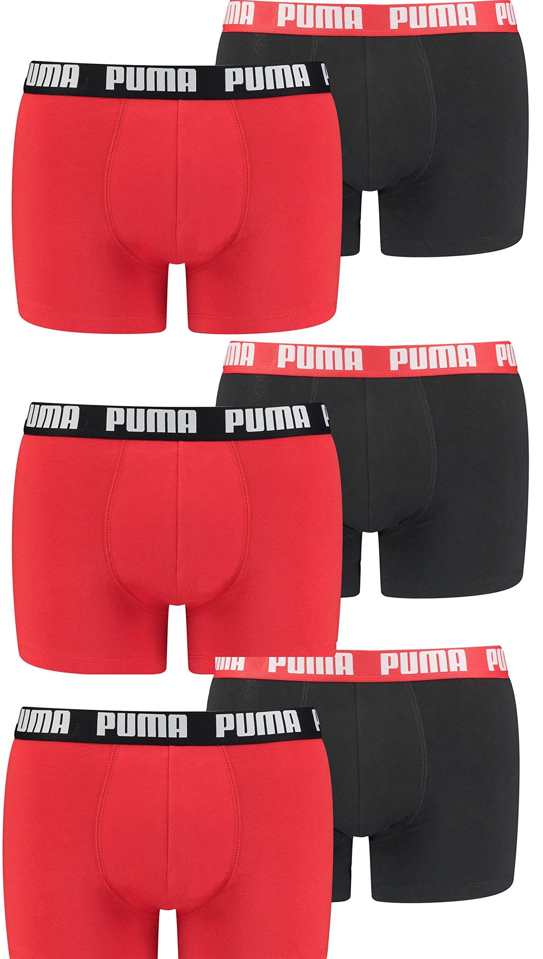 PUMA Boxer Boxershorts Men Herren Everyday Unterhose Unterwäsche 6er Pack 786 - Red / Black S, 786 -