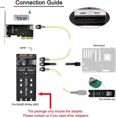 Chenyang M.2 NVME PCIE SSD auf SFF-8654 & NGFF SATA SSD auf SATA 2 in 1 Kombi Adapter für Mainboard