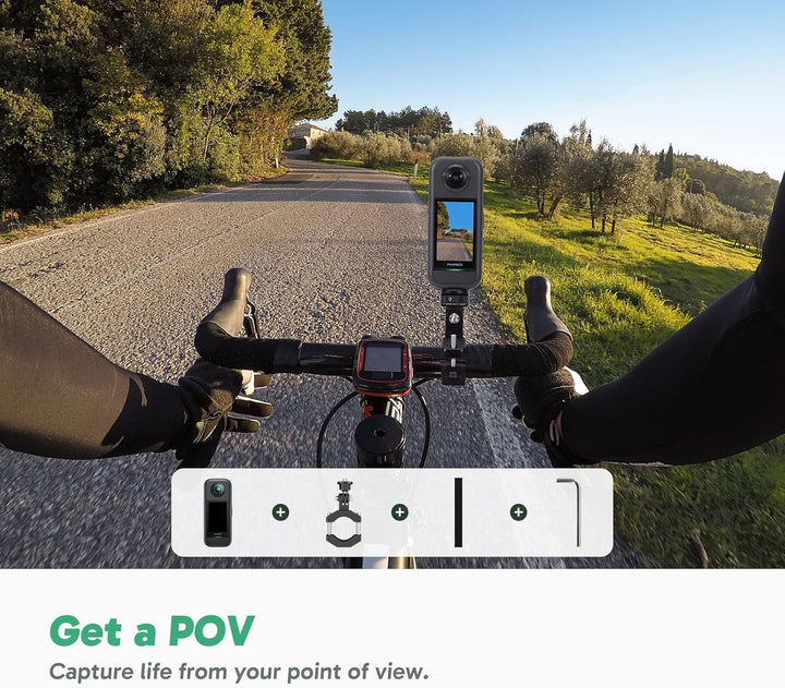 AKASO 360° Action Cam Fahrrad-Set - 5.7K 72MP 360 Grad Actionkamera mit 128GB Speicherkarte Duale 1/