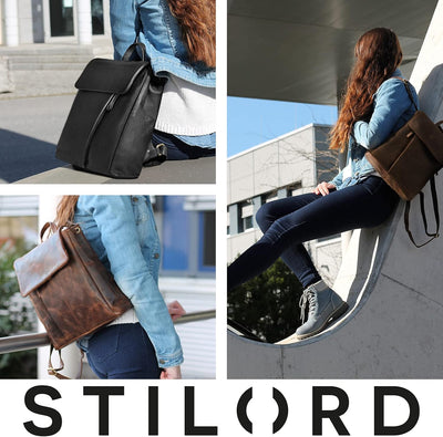 STILORD 'Anita' Lederrucksack Damen Klein Vintage City Rucksack Daypack für iPad 9.7 Zoll Rucksackha