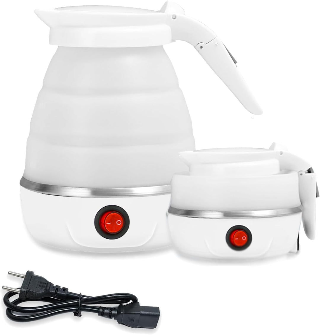 Faltbarer Wasserkocher, 0.6l Reise Silikon Tragbarer Wasserkessel, Weiss Mini Camping Wasserkocher 5