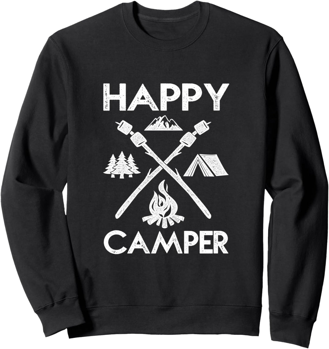 Camper Camping Vintage Wald Feuer Berge Natur Sweatshirt