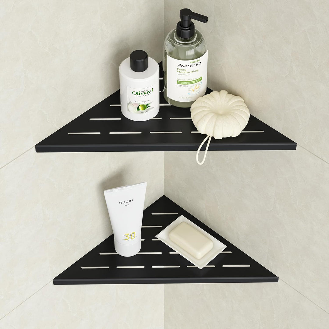 Neodrain Duschablage Edelstahl Eck-Duschregal Schwarz Eckregal Fliesen Eingelassen für Badezimmer, S