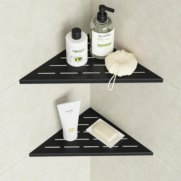 Neodrain Duschablage Edelstahl Eck-Duschregal Schwarz Eckregal Fliesen Eingelassen für Badezimmer, S