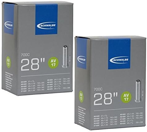 SCHWALBE AV17 Inner Tubes 700 x 28-45c / 28" 27", Schrader Valve (2 Pack)