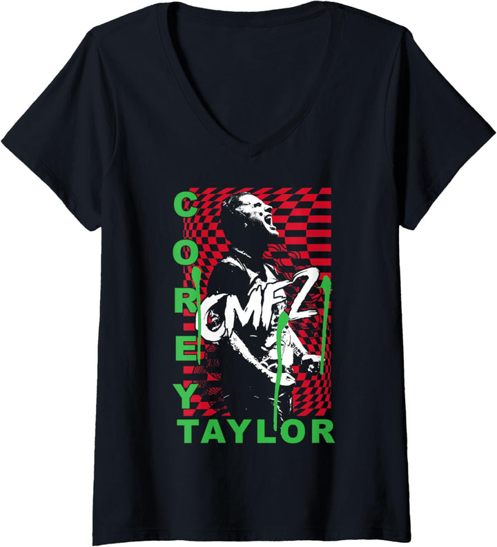 Corey Taylor - Checker T-Shirt mit V-Ausschnitt