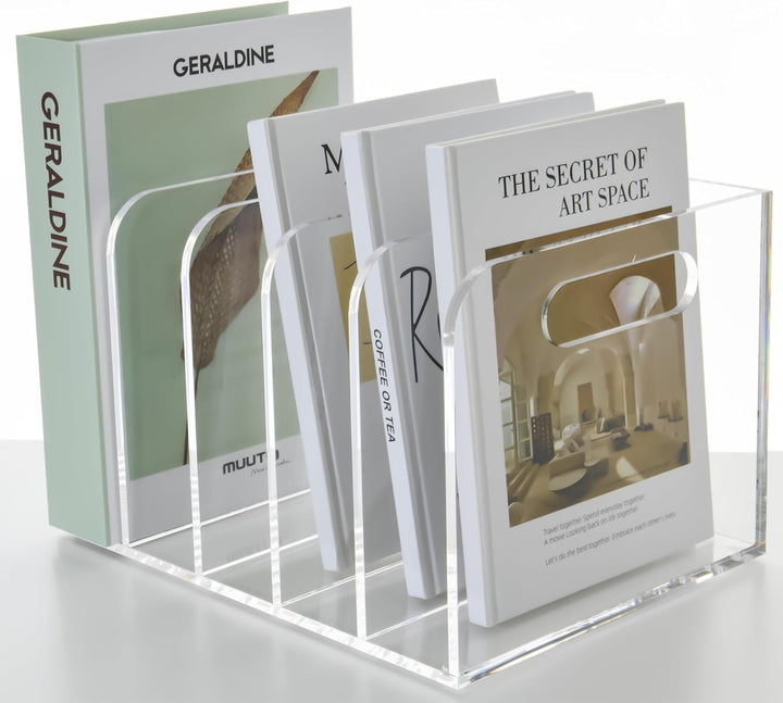 Acryl Stehsammler B5, Zeitschriftenhalter aus Acryl, Aktenmagazinhalter mit 5 Fächer, Schreibtisch-O