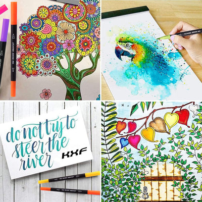 Laconile 72 Filzstifte Set für Malbücher für Erwachsene, Dual Brush Pens Färbemarker für Kinder Kall
