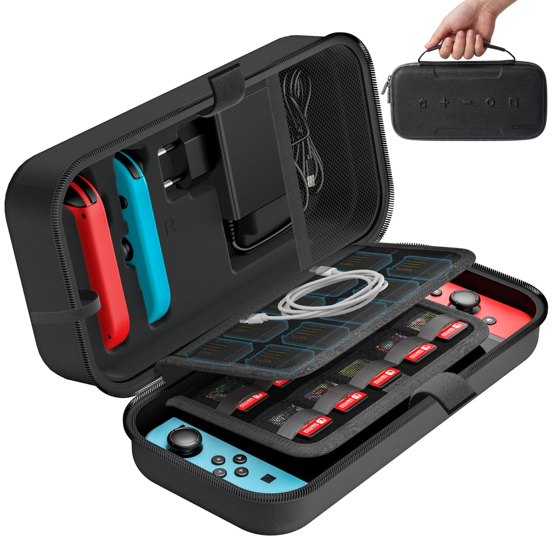 Switch Tasche kompatibel mit Nintendo Switch/OLED-Modell, Grosse Switch Tragetasche für Joycon und E