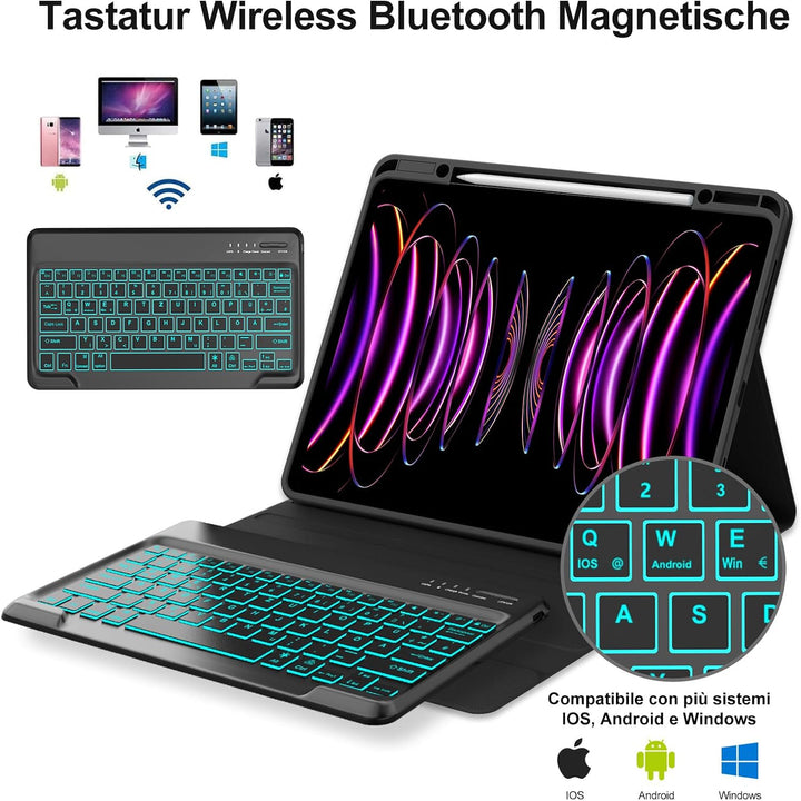 IVEOPPE Hülle mit Tastatur für iPad Pro 12,9 Zoll 6./5./4./3. Generation, Deutsches QWERTZ Layout, M