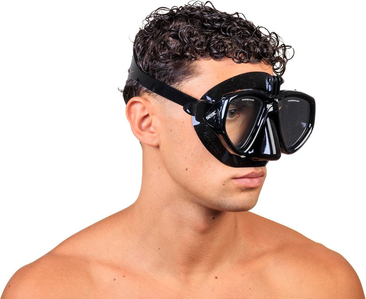 SEAC Unisex-Adult One Pro Maske mit Adapter für GoPro Videokamera zum Tauchen und Schnorcheln, Schwa