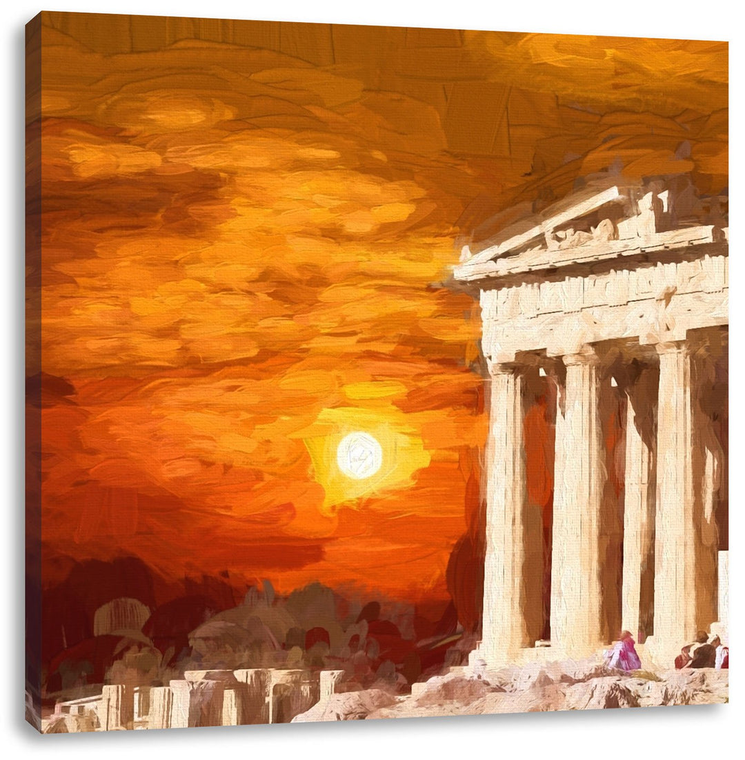 schöner Tempel der Athene, Format: 70x70 auf Leinwand, XXL riesige Bilder fertig gerahmt mit Keilrah