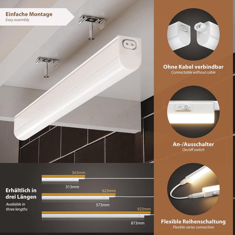 parlat LED Unterbau-Leuchten Rigel, je 57,3cm, mit Schalter, je 790lm, warm-weiss, 5er Set 57,3cm /