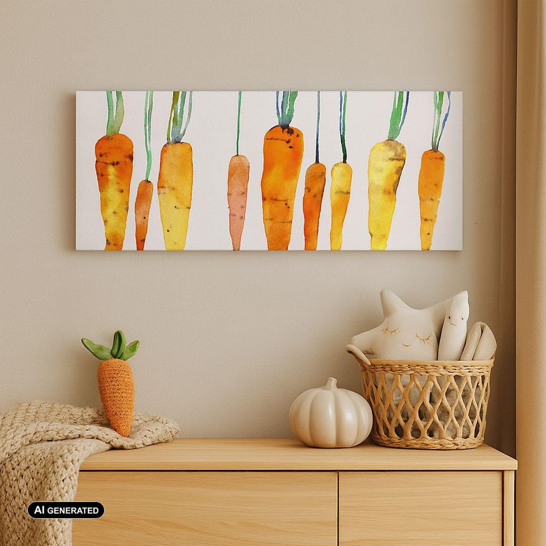 Panorama Bilder auf Leinwand Karotte Gemüse Leinwandbild mit Rahmen 90x30cm Wandbilder Dekoration Wo