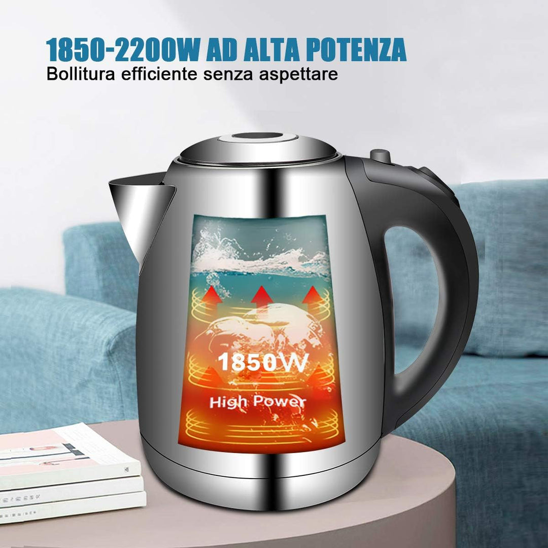 EXTRASTAR Wasserkocher aus Edelstahl, 2200W, mit blauem LED-Licht, bpa, automatischer Abschaltung un