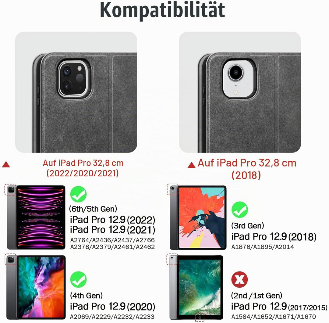 AUAUA Hülle für iPad Pro 12.9 Zoll 2022 (6. Generation)/2021 (5.Gen) / 2020 (4.Gen) / 2018 (3. Gen)
