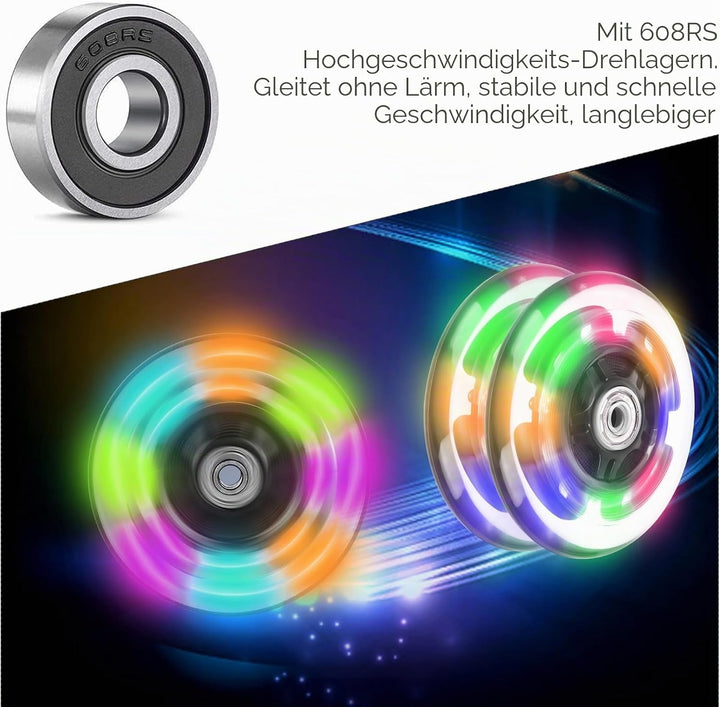 4 Stück Leuchtende Stunt Scooter Rollen, 80mm Leuchtende Stunt Scooter Roller Räder, Led Ersatzräder
