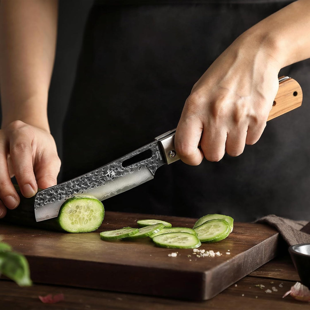 SENBON 440 Geschmiedeter Edelstahl Camping Chef Klinge Sharp japanisches stil Faltküche Messer Tragb