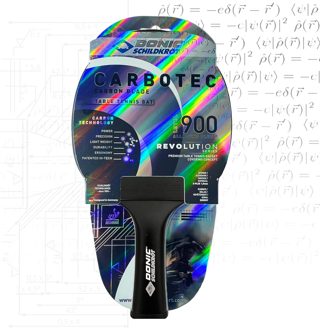 Donic-Schildkröt Carbon Tischtennisschläger CarboTec 900, Schwarz, One-Piece Konstruktion