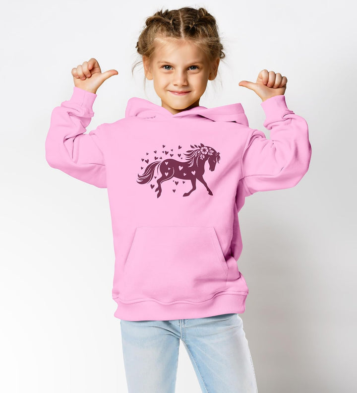 SpecialMe® Kinder Hoodie Mädchen Pferde Herzen Motiv Mädchengeschenke mit Pferde Herzchen Print Pfer