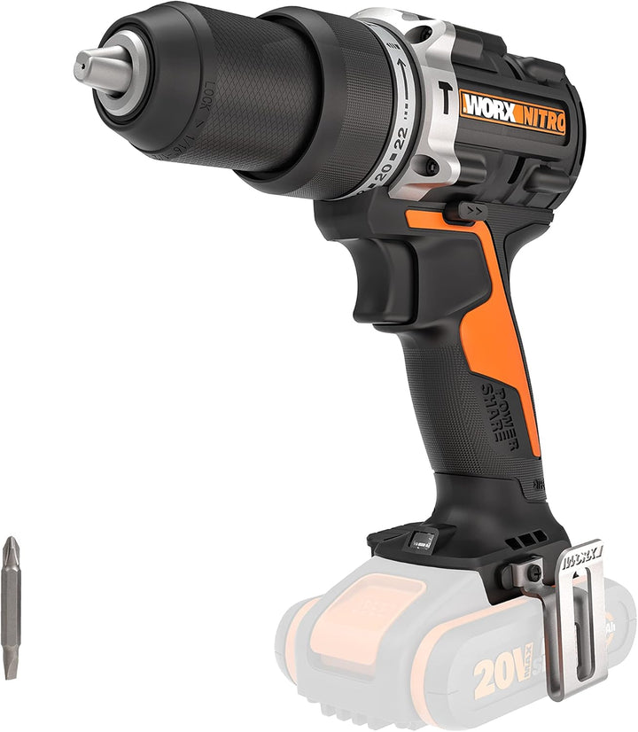 WORX WX352.9 Akku Schlagbohrschrauber Set, Bürstenloser Akkuschrauber 20V, 60Nm, 2-Gang-Getriebe und