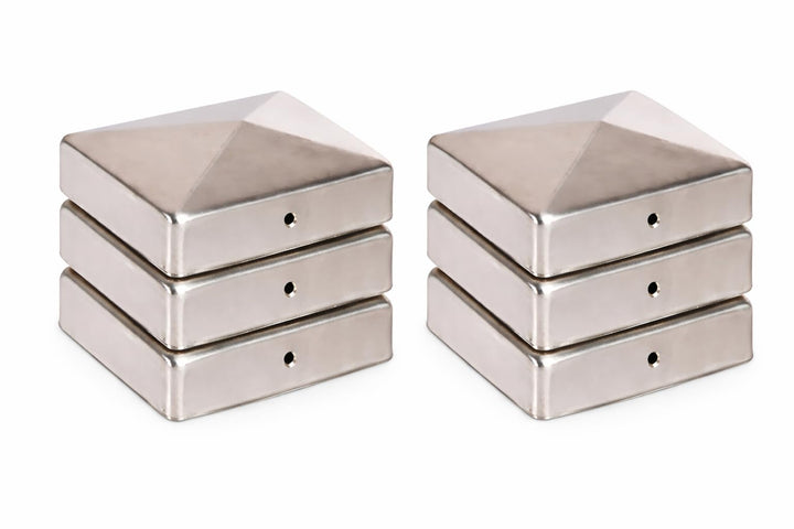 6 x PFOSTENKAPPE PYRAMIDE 71 x 71 MM EDELSTAHL, 71 x 71 mm